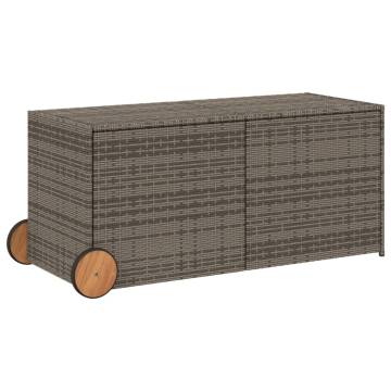 Garden Storage Box with Wheels - Grey 283L Poly Rattan