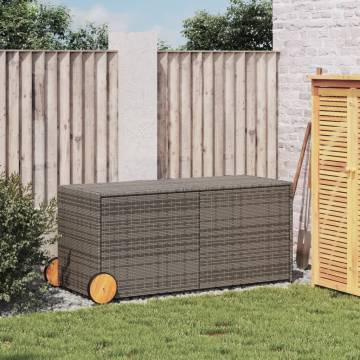 Garden Storage Box with Wheels - Grey 283L Poly Rattan