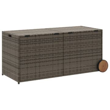 Garden Storage Box with Wheels - Grey 283L Poly Rattan