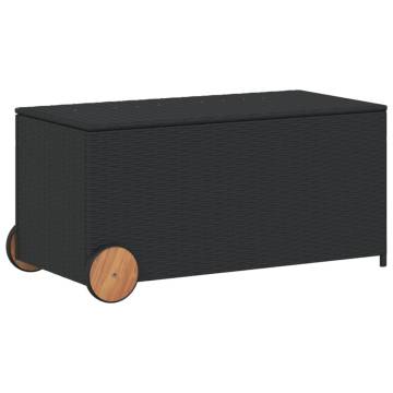 Garden Storage Box with Wheels - Black 190L Poly Rattan