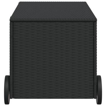 Garden Storage Box with Wheels - Black 190L Poly Rattan