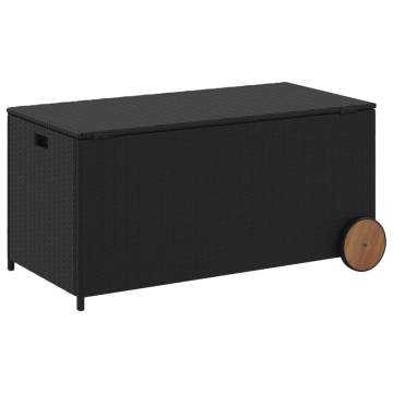 Garden Storage Box with Wheels - Black 190L Poly Rattan