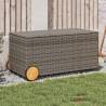 Garden Storage Box with Wheels Grey 190L Poly Rattan Colour grey Size 107 x 55 x 50/53 cm 