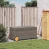 Garden Storage Box with Wheels - Grey 190L Poly Rattan