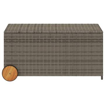 Garden Storage Box with Wheels - Grey 190L Poly Rattan