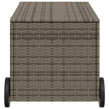 Garden Storage Box with Wheels - Grey 190L Poly Rattan