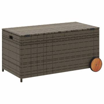 Garden Storage Box with Wheels - Grey 190L Poly Rattan