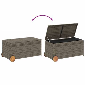 Garden Storage Box with Wheels - Grey 190L Poly Rattan