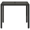 Garden Table with Glass Top Black | 90x90 cm Poly Rattan