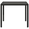 Garden Table with Glass Top Black | 90x90 cm Poly Rattan