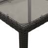 Garden Table with Glass Top Black | 90x90 cm Poly Rattan