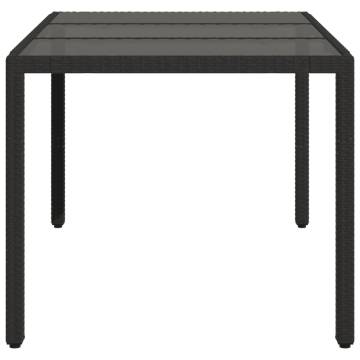 Garden Table with Glass Top - Black 150x90 cm | HipoMarket