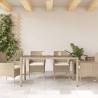 Beige Garden Table with Glass Top - 150x90 cm Poly Rattan