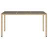 Beige Garden Table with Glass Top - 150x90 cm Poly Rattan