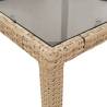 Beige Garden Table with Glass Top - 150x90 cm Poly Rattan