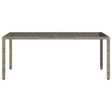 Garden Table with Glass Top Grey - 190x90cm Poly Rattan