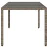 Garden Table with Glass Top Grey - 190x90cm Poly Rattan