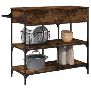 Kitchen Trolley Smoked Oak - Stylish Storage Solution