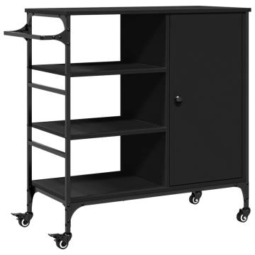 Stylish Kitchen Trolley in Black - Engineered Wood