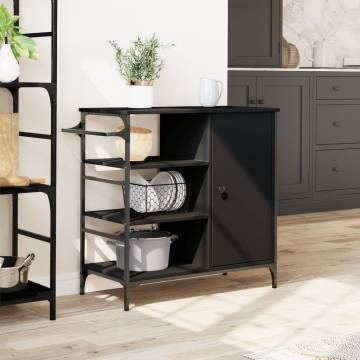 Stylish Kitchen Trolley in Black - Engineered Wood