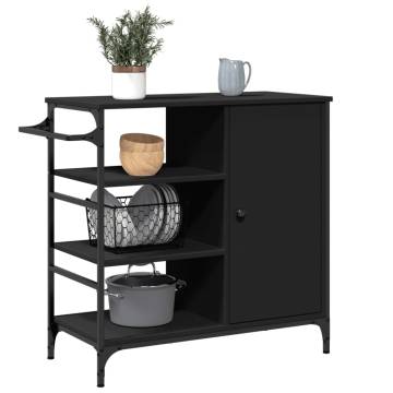 Stylish Kitchen Trolley in Black - Engineered Wood