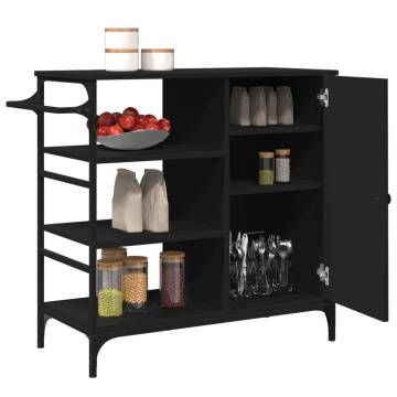 Stylish Kitchen Trolley in Black - Engineered Wood