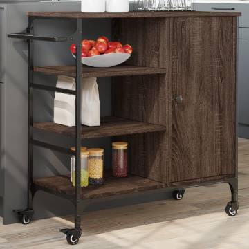 Vintage Kitchen Trolley Brown Oak - Ample Storage & Mobility