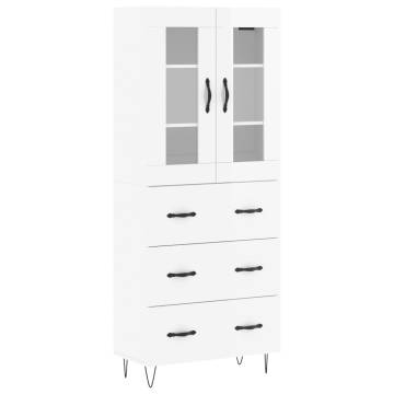 Stylish Highboard in High Gloss White - Ample Storage Space