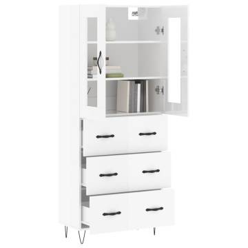 Stylish Highboard in High Gloss White - Ample Storage Space