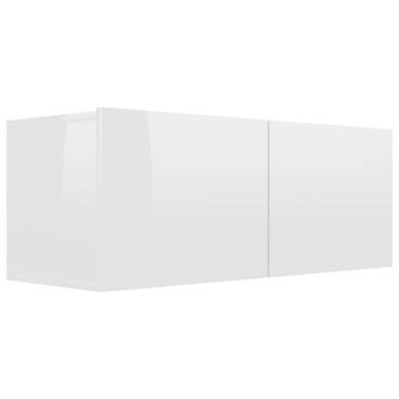 6 Piece High Gloss White TV Cabinet Set - Modern Design