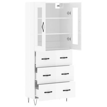 Stylish Highboard in High Gloss White - Ample Storage Space