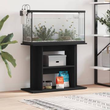 Aquarium Stand Black 80x35x60 cm - Durable Engineered Wood