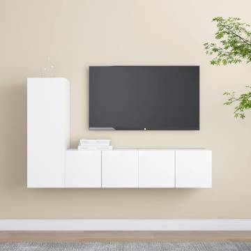 3 Piece TV Cabinet Set - Stylish White Engineered Wood