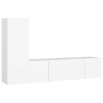 3 Piece TV Cabinet Set - Stylish White Engineered Wood