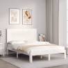 Bed Frame with Headboard White 140x190 cm Solid Wood Colour white Size 140 x 190 cm 