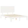 White Bed Frame with Headboard - Solid Pine Wood 140x190 cm