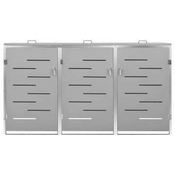 Triple Wheelie Bin Shed - Stainless Steel Garden Storage