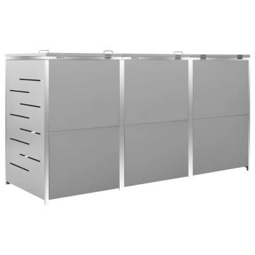 Triple Wheelie Bin Shed - Stainless Steel Garden Storage