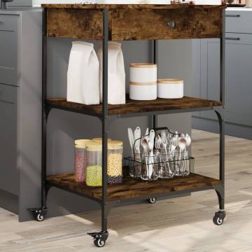 Kitchen Trolley Smoked Oak - 60x48x89.5 cm Engineered Wood