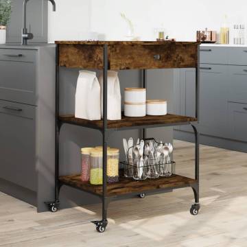 Kitchen Trolley Smoked Oak - 60x48x89.5 cm Engineered Wood