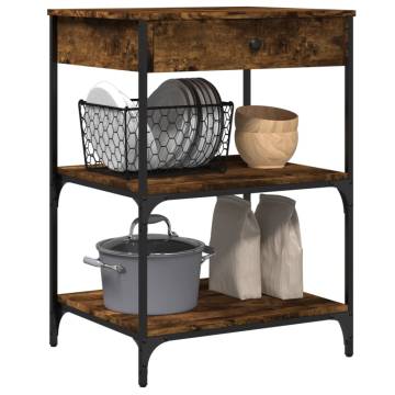 Kitchen Trolley Smoked Oak - 60x48x89.5 cm Engineered Wood