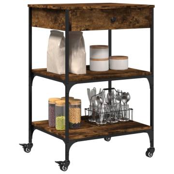 Kitchen Trolley Smoked Oak - 60x48x89.5 cm Engineered Wood