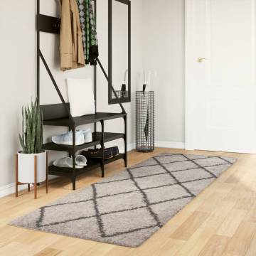 Shaggy Rug High Pile Modern Beige & Anthracite 80x250 cm