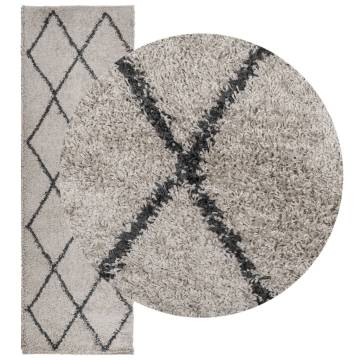 Shaggy Rug High Pile Modern Beige & Anthracite 80x250 cm