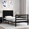 Black Bed Frame with Headboard 90x200 cm | Solid Wood Design