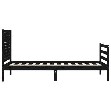 Black Bed Frame with Headboard 90x200 cm | Solid Wood Design