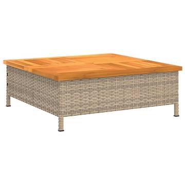 Beige Garden Table 70x70cm - Durable Rattan & Acacia Wood