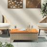 Beige Garden Table 70x70cm - Durable Rattan & Acacia Wood