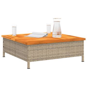 Beige Garden Table 70x70cm - Durable Rattan & Acacia Wood