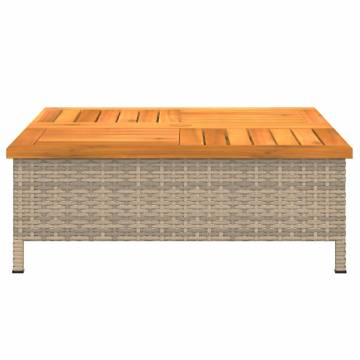 Beige Garden Table 70x70cm - Durable Rattan & Acacia Wood